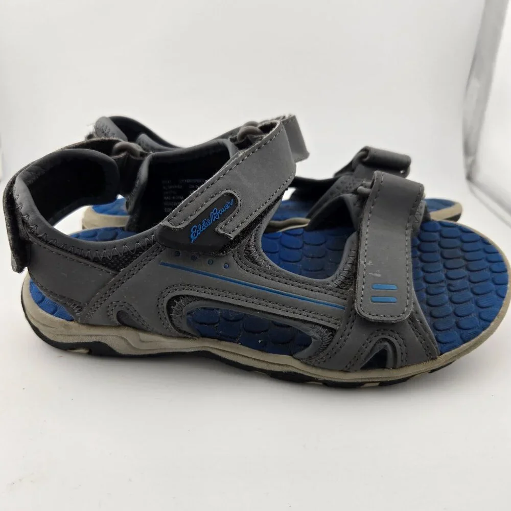 Eddie Bauer Rocky Sport Sandals Boys Size 2 Gray Blue Hook & Loop